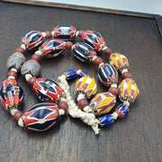 Vintage venetian style chevron big beads collection beaded necklace b22
