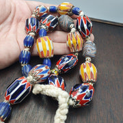 Vintage venetian style chevron big beads collection beaded necklace b21