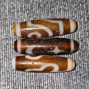 Lot 3 unique himalayan indo tibetan agate bead unique eyes pattern amulet
