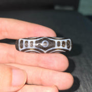 Vintage old himalayan indo tibetan 6 eyes agate bead unique pattern