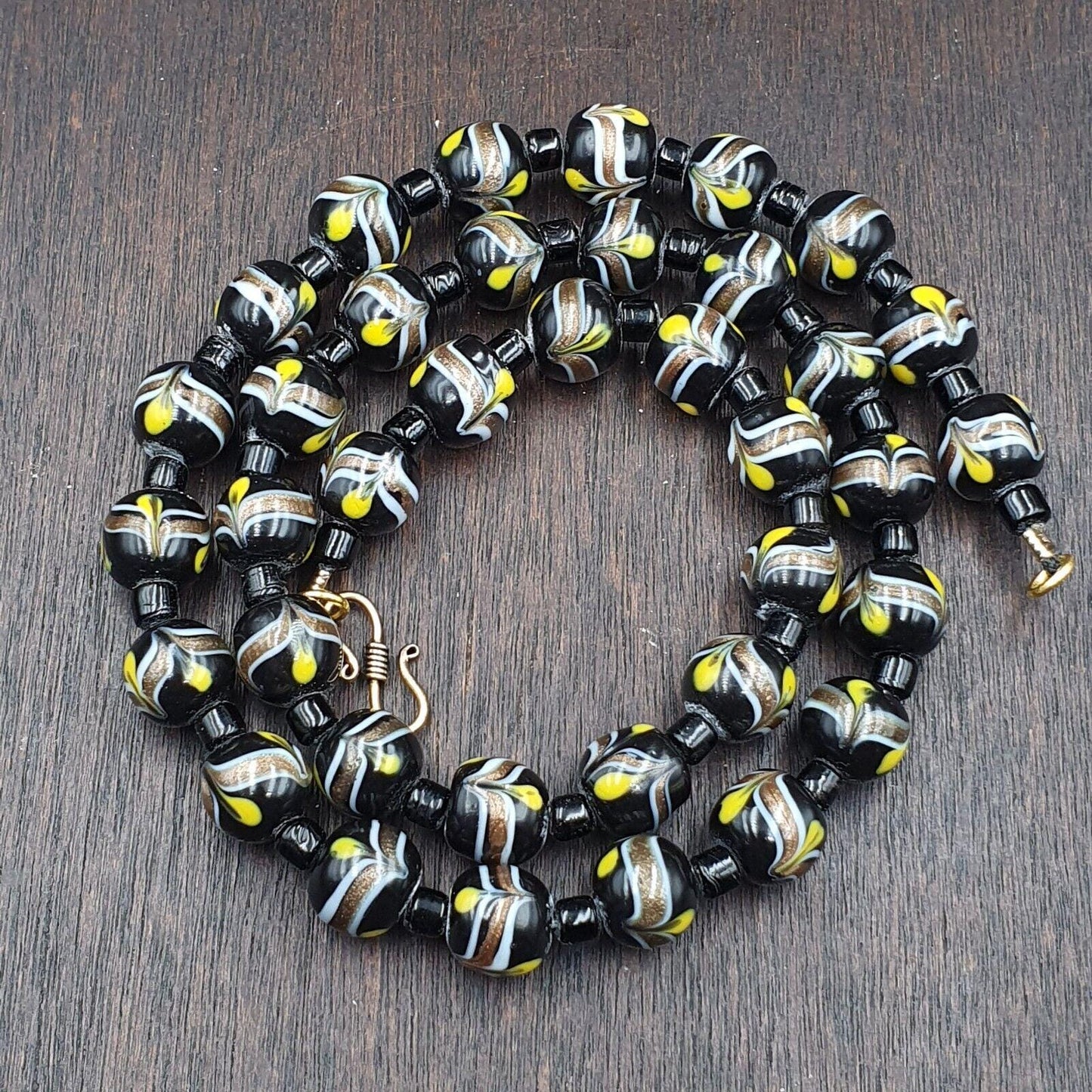 Vintage venetian style wedding cake glass beads necklace 12mm wdk-1Gift