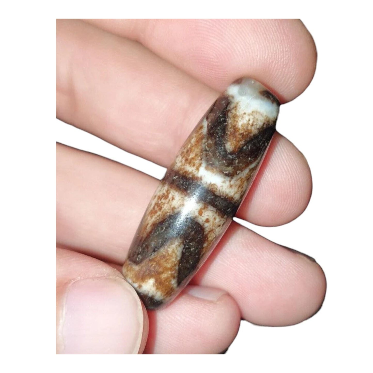 Rusted old himalayan indo tibetan agate dzi bead unique pattern