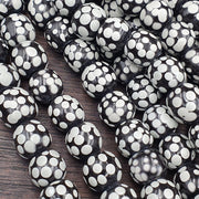 Skunk venetian inspired trade glass beads black thousand eyes.