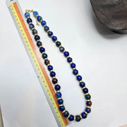 Blue Dyed Stone Necklace: Rhinestone Spacer Beads, 20-inch Beaded Chain