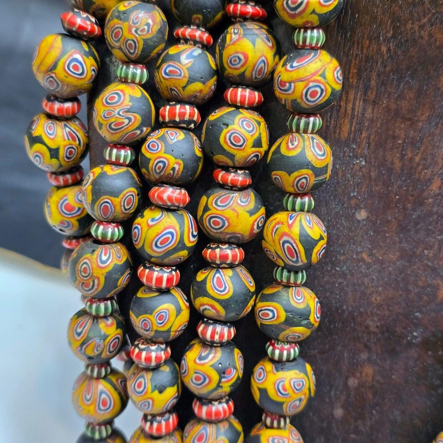 Vintage venetian style gabri and chevron mix glass beads necklace mx-870Gift