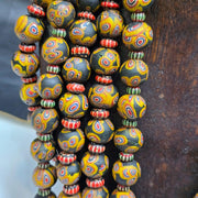 Vintage venetian style gabri and chevron mix glass beads necklace mx-870.