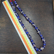 Antique venetian style blue chevron glass beads necklace