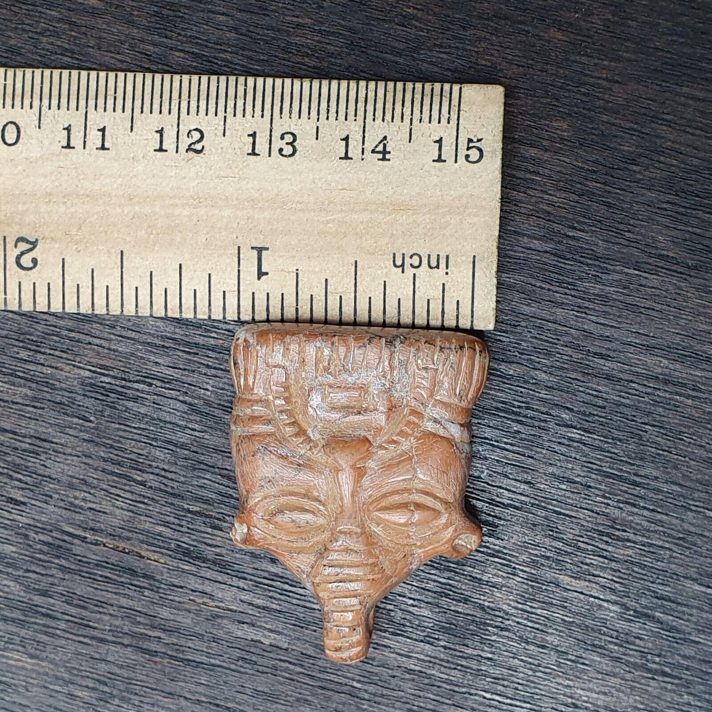 Antique jewelry king's face bead amulet engraved