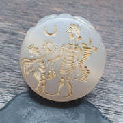Antique gray agate seal bead queen & angel intaglio stamp very rare pendent
