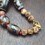 Vintage tibetan unique pattern eyes agate dzi beads lot necklace amulets