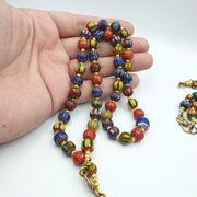 Vintage venetian african style glass chevron 8.5-9mm beads long strand