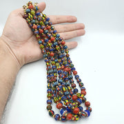 Vintage venetian african style glass chevron 8.5-9mm beads long strand
