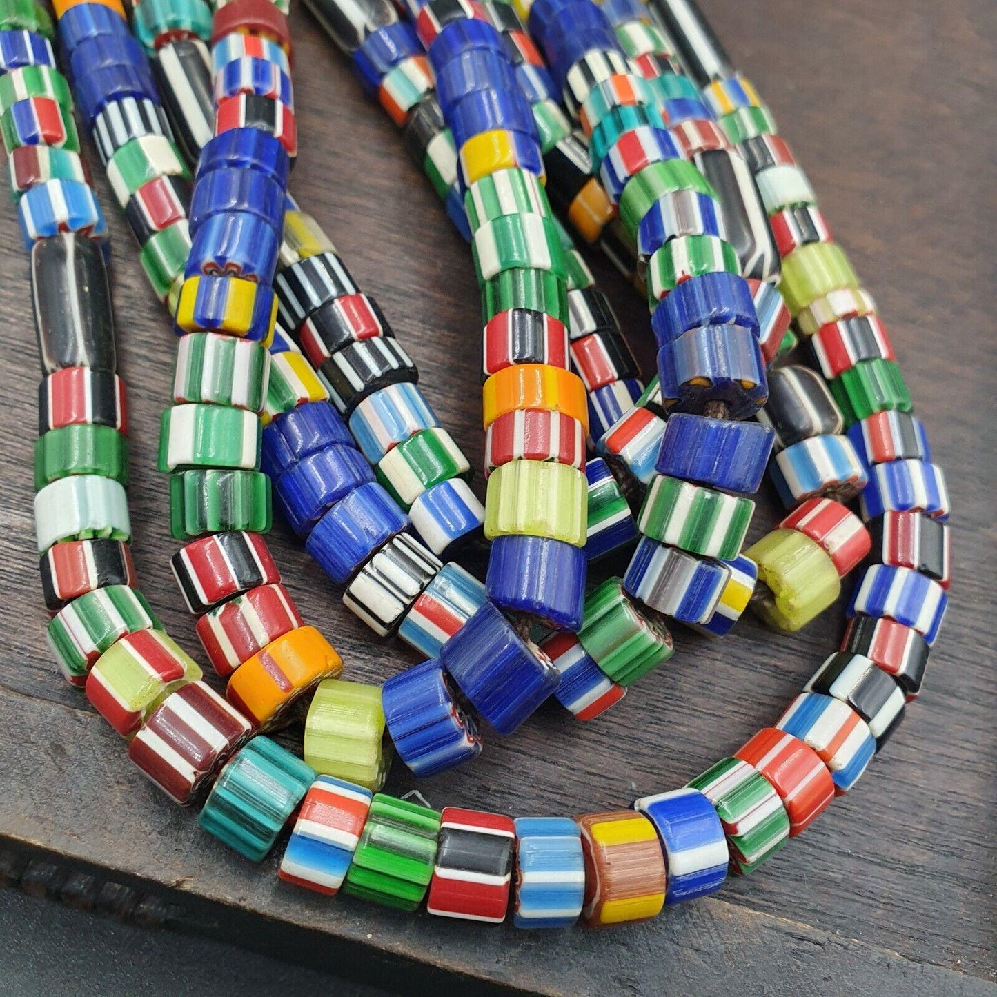 Vintage venetian style chevron trade beads necklace