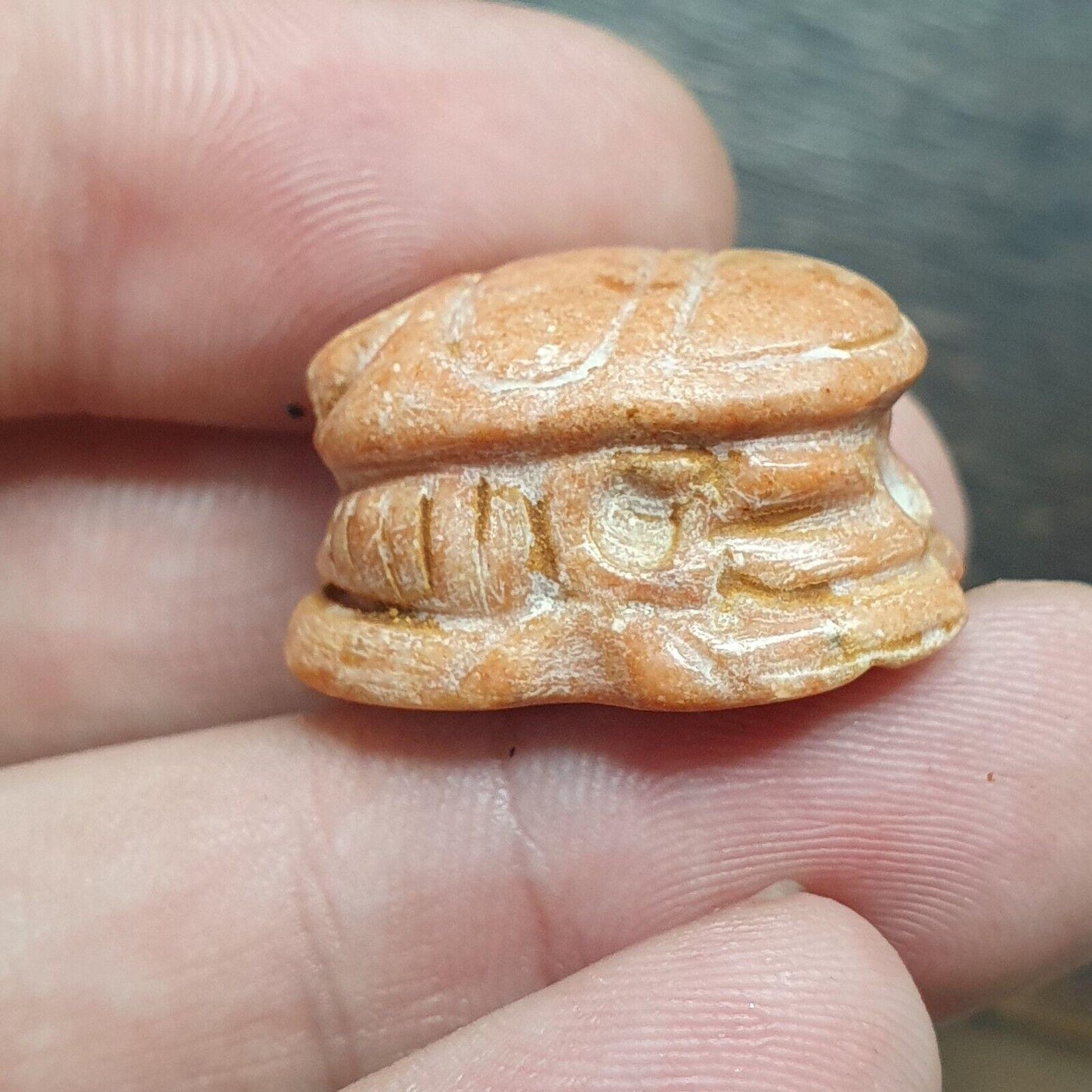 Antique jasper bead mysterious creature intaglio scarab stamp pendent