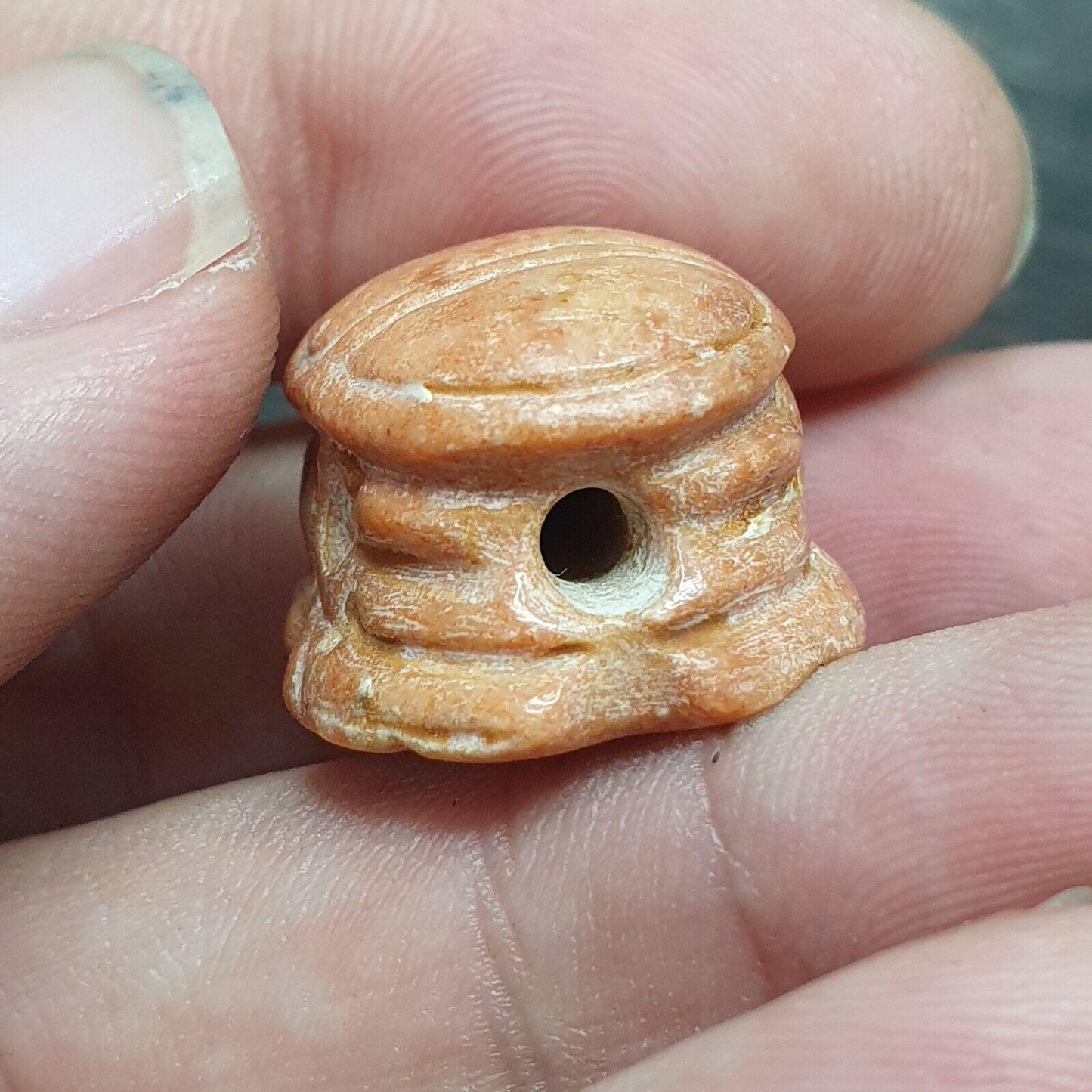 Antique jasper bead mysterious creature intaglio scarab stamp pendent