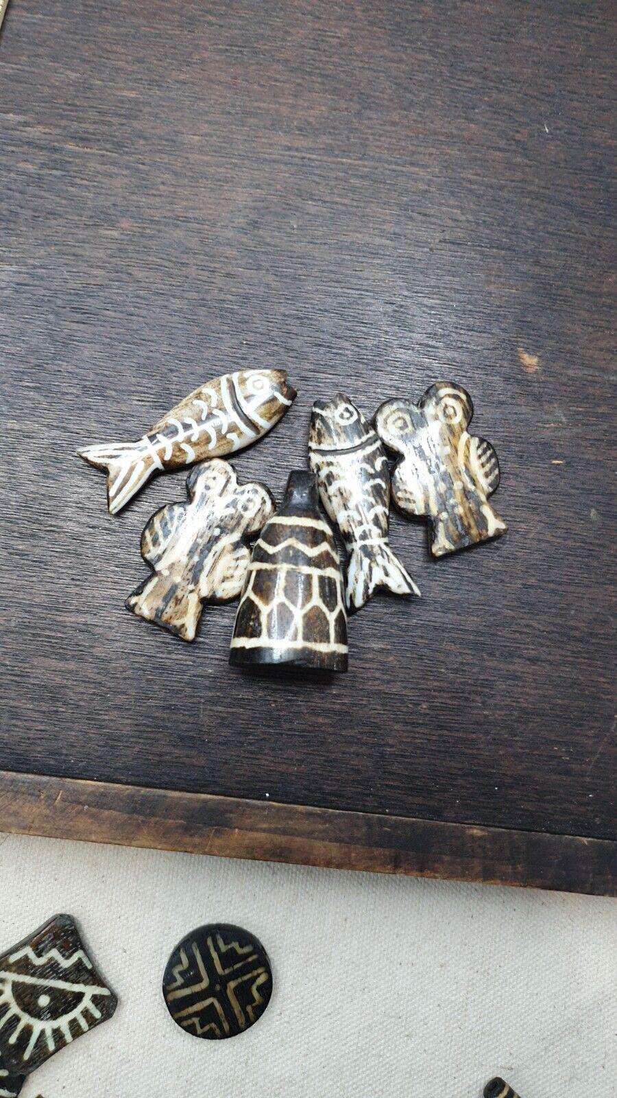 Lot 5 south asian burmese old pyu pumtek amulets bead pendents