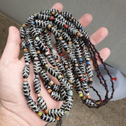 Vintage venerano art fancy feather beads 20x10mm black glass beads necklace