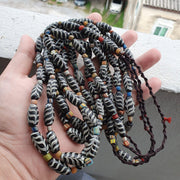 Vintage venerano art fancy feather beads 20x10mm black glass beads necklace