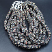 Lot 2 Vintage, African Black Striped Beads | Glass Double Strand, White Stripe - 7–8mm & 11–12mm, 100+