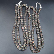 Lot 2 Vintage, African Black Striped Beads | Glass Double Strand, White Stripe - 7–8mm & 11–12mm, 100+