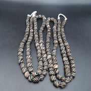 Lot 2 Vintage, African Black Striped Beads | Glass Double Strand, White Stripe - 7–8mm & 11–12mm, 100+