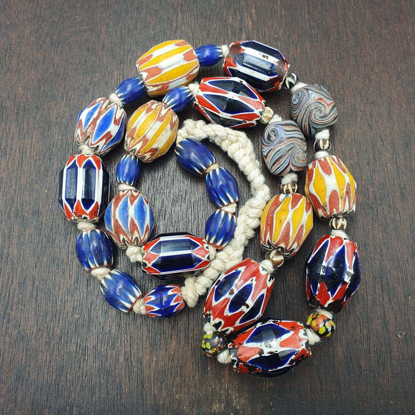 Vintage venetian style chevron big beads collection beaded necklace b21