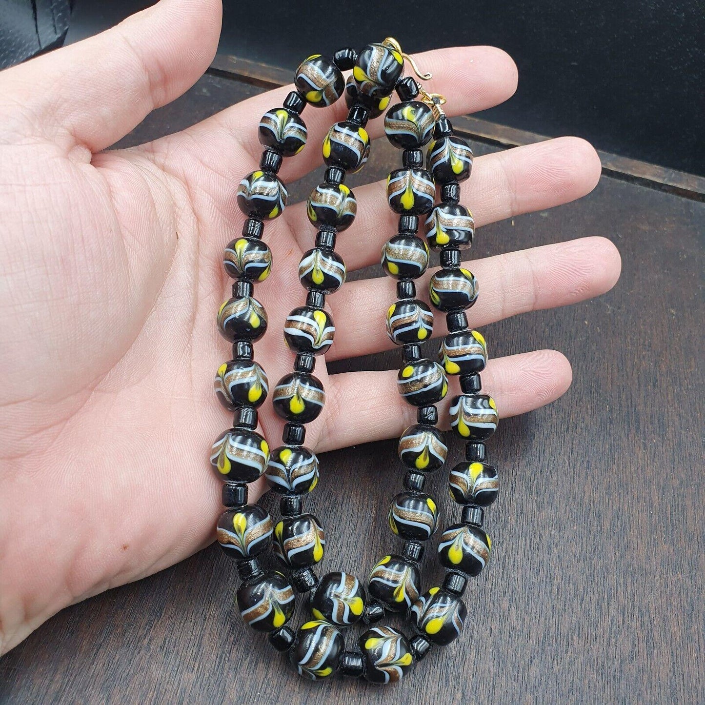 Vintage venetian style wedding cake glass beads necklace 12mm wdk-1Gift