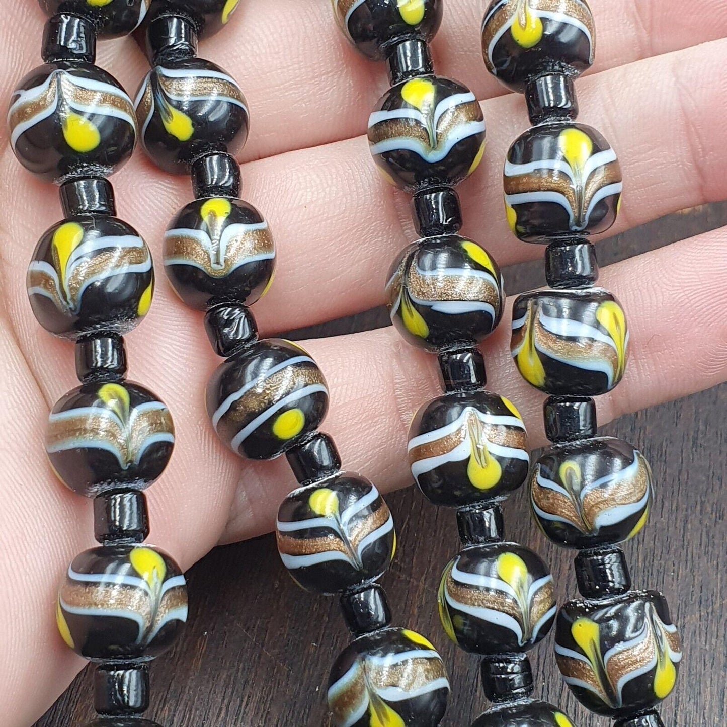 Vintage venetian style wedding cake glass beads necklace 12mm wdk-1Gift