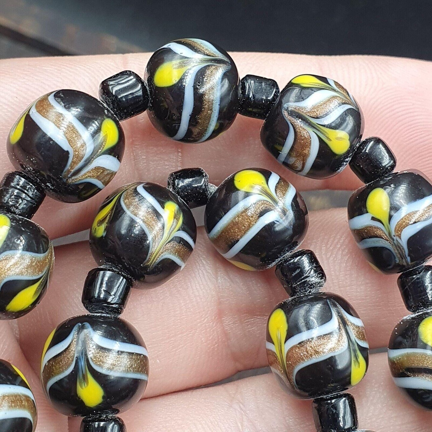 Vintage venetian style wedding cake glass beads necklace 12mm wdk-1Gift