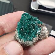 Green Dioptase Crystal Specimen: Congo Druzy Mineral, 65 Carats