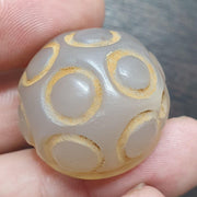 Antique gray agate seal bead queen & angel intaglio stamp very rare pendent