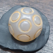 Antique gray agate seal bead queen & angel intaglio stamp very rare pendent
