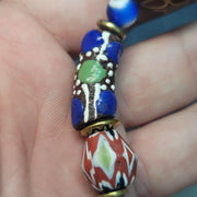 Vintage african venetian style glass with afghani big brass beads bracelet #br8.