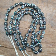 Black skunk venetian style beads dotted beads east oasis collection long strand