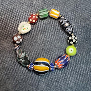 Vintage african venetian style glass with afghani big brass beads bracelet #br9.
