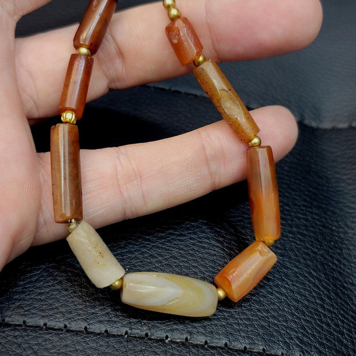 Antique khorasan carnelian african agate stone 5 beads lot