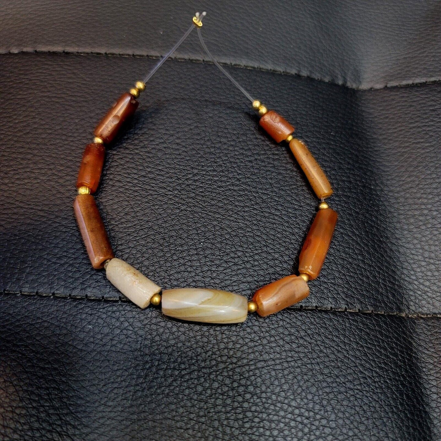 Antique khorasan carnelian african agate stone 5 beads lot