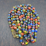 Vintage venetian african style glass chevron 8.5-9mm beads long strand