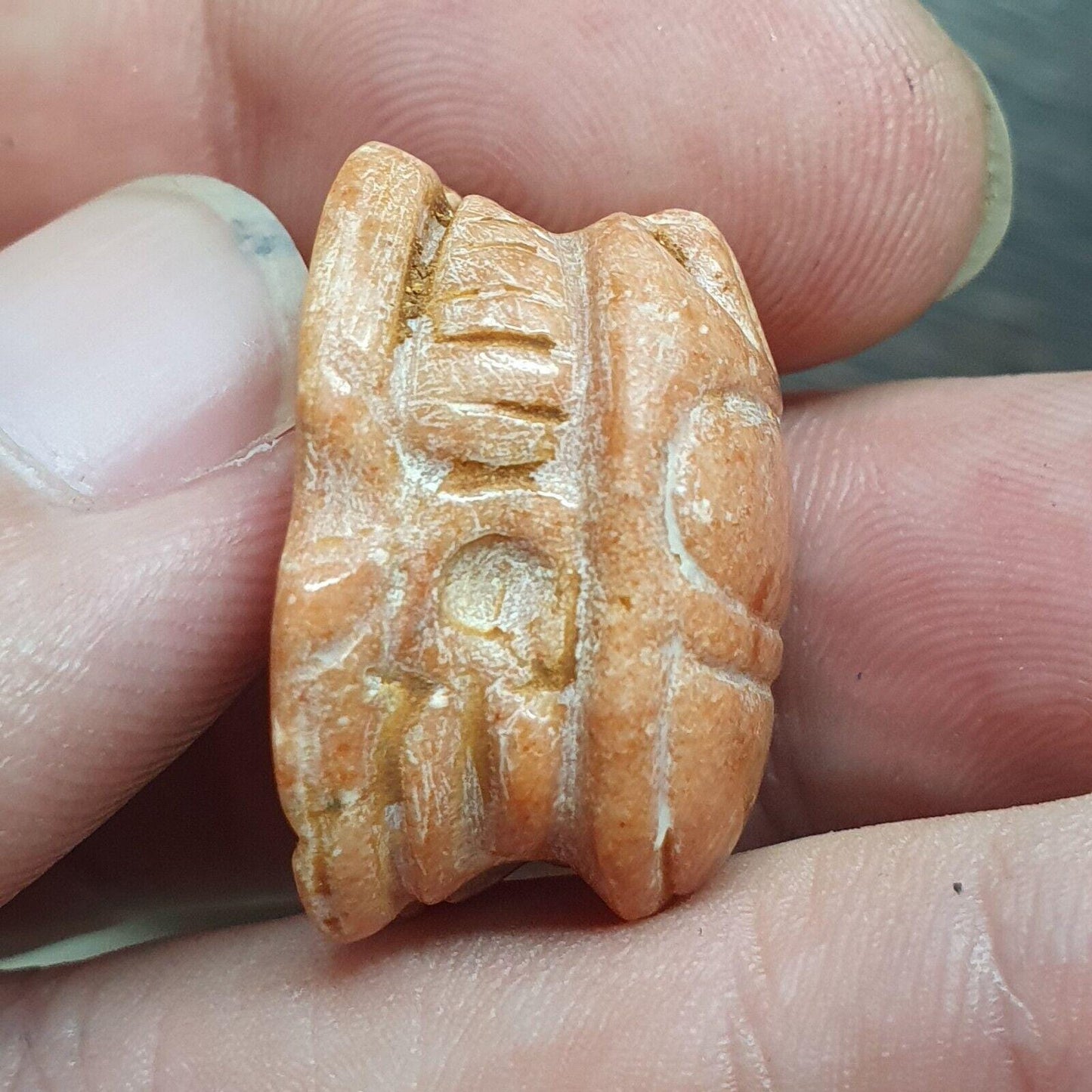 Antique jasper bead mysterious creature intaglio scarab stamp pendent