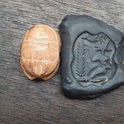 Antique jasper bead mysterious creature intaglio scarab stamp pendent