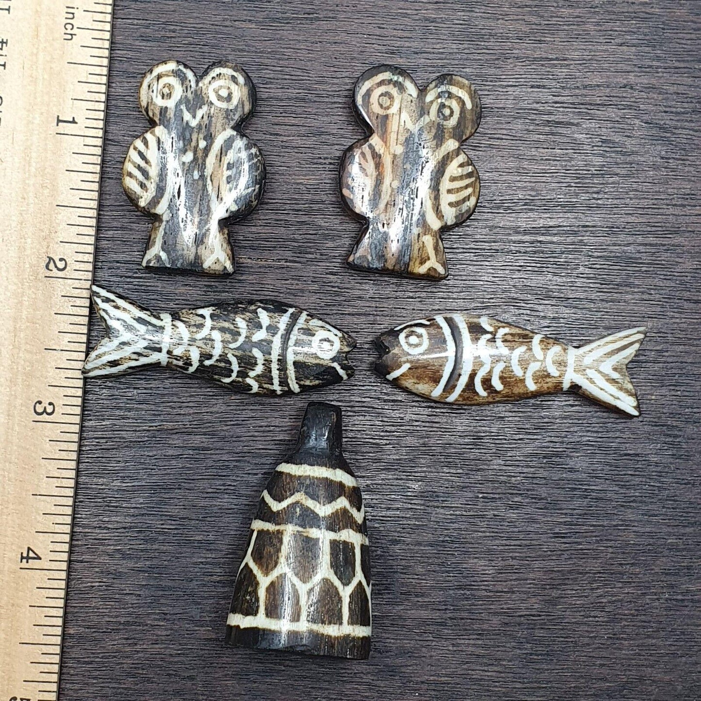 Lot 5 south asian burmese old pyu pumtek amulets bead pendents
