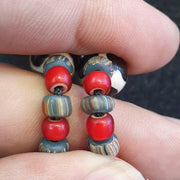 Antique Tibetan Quartz Pendant Necklace: Agate & Turquoise Beads