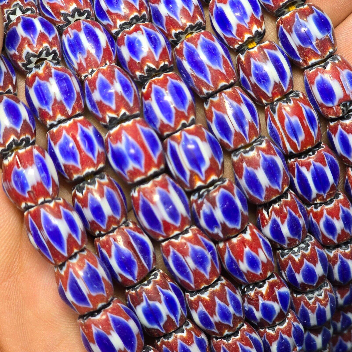 Vintage blue chevron venetian inspired beads glass beads necklace nc-1014Gift
