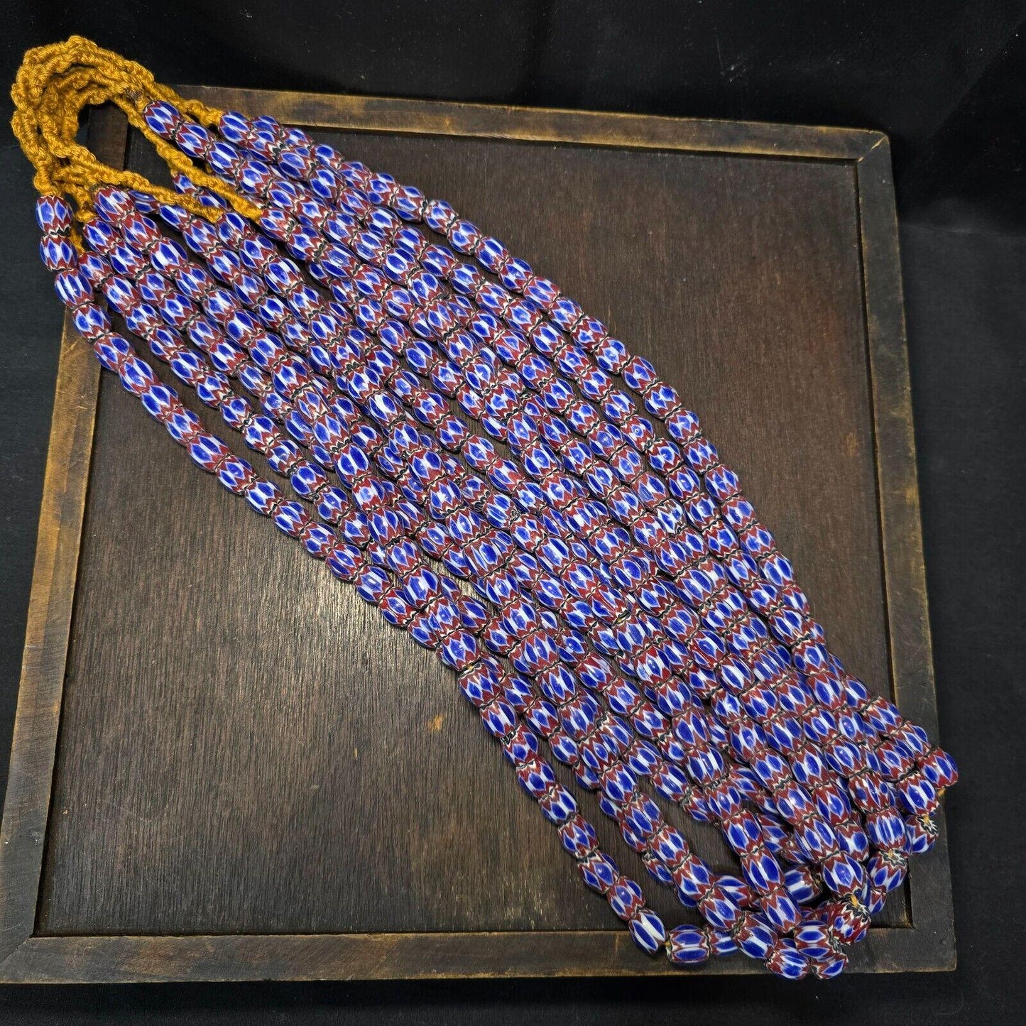 Vintage blue chevron venetian inspired beads glass beads necklace nc-1014Gift
