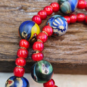 Venetian 8mm white heart with nepalese brass handmade beaded necklace