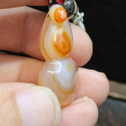 Unique tibetan himalayan orange eyes agate amulet bead #20