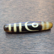 S4 vintage old tibetan 2 eyes 5 stripes agate stone dzi bead big amulet
