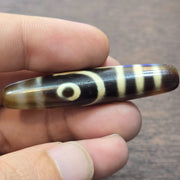 S4 vintage old tibetan 2 eyes 5 stripes agate stone dzi bead big amulet