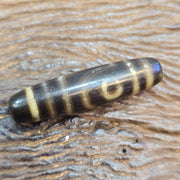 Vintage old tibetan 2 eyes 5 stripes agate stone dzi bead big amulet