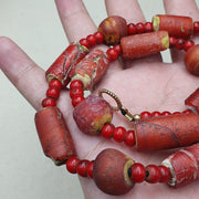 Antique venetian white heart trade beads necklace